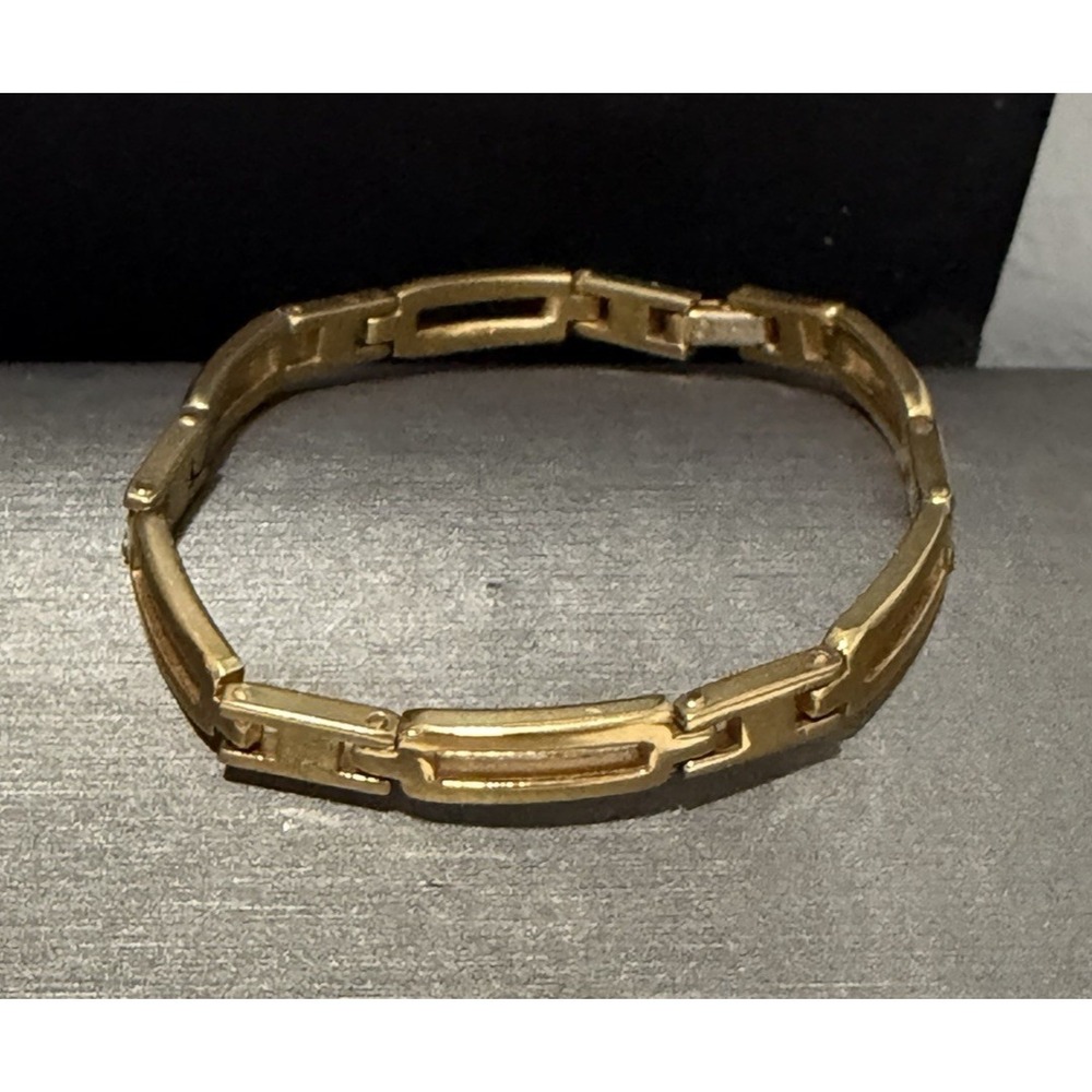 Vintage Napier Gold Tone Open Link Chain Bracelet Geometric Modernist 7.25"